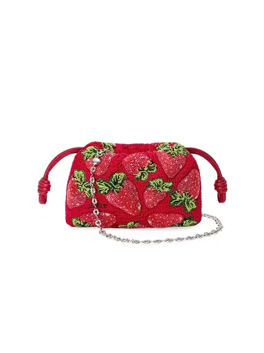 Loewe Women's x Paula's Ibiza Flamenco Mini Strawberry-Beaded Purse - Red | Thumbnail 1 Loewe Women's x Paula's Ibiza Flamenco Mini Strawberry-Beaded Purse - Red | Thumbnail 1