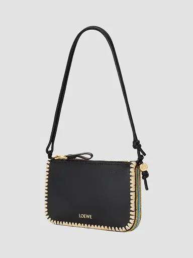 Loewe Women's x Paula's Ibiza Rio Whipstitch Leather-Raffia Pouch - Black | Thumbnail 2 Loewe Women's x Paula's Ibiza Rio Whipstitch Leather-Raffia Pouch - Black | Thumbnail 2