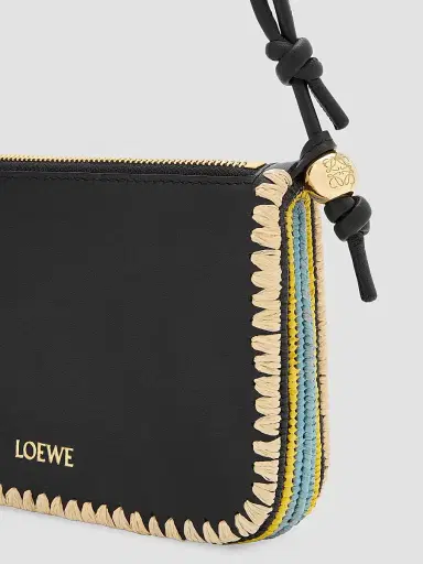 Loewe Women's x Paula's Ibiza Rio Whipstitch Leather-Raffia Pouch - Black | Thumbnail 6 Loewe Women's x Paula's Ibiza Rio Whipstitch Leather-Raffia Pouch - Black | Thumbnail 6