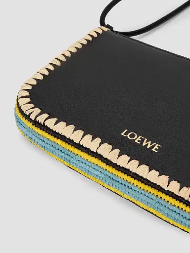 Loewe Women's x Paula's Ibiza Rio Whipstitch Leather-Raffia Pouch - Black | Thumbnail 7 Loewe Women's x Paula's Ibiza Rio Whipstitch Leather-Raffia Pouch - Black | Thumbnail 7
