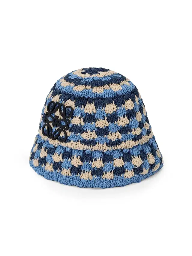 LOEWE Men's  x Paula's Ibiza Anagram Knit Bucket Hat - Navy Sky Blue