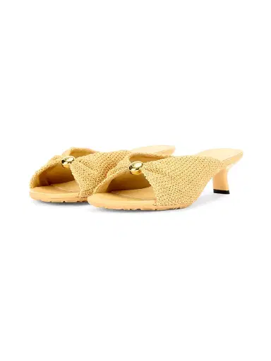 Loewe Women's x Paula's Ibiza Pebble 45MM Woven Kitten-Heel Sandals - Natural - Size 11 | Thumbnail 2