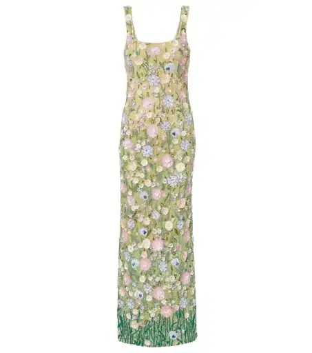 LA FUORI Embellished floral gown