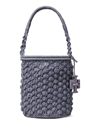 Tory Burch Women's Ella Hand-Crocheted Popcorn-Stitch Raffia Bucket Bag | Thumbnail 1 Tory Burch Women's Ella Hand-Crocheted Popcorn-Stitch Raffia Bucket Bag | Thumbnail 1