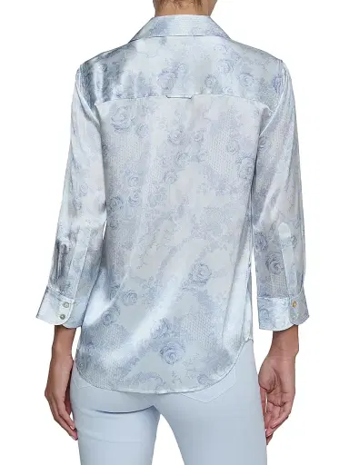 L'AGENCE Women's Dani Floral Lace Button-Front Blouse - Mist Blue Lace Print | Thumbnail 5 L'AGENCE Women's Dani Floral Lace Button-Front Blouse - Mist Blue Lace Print | Thumbnail 5