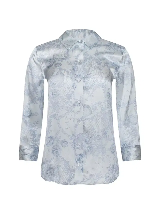 L'AGENCE Women's Dani Floral Lace Button-Front Blouse -  Mist Blue Lace Print