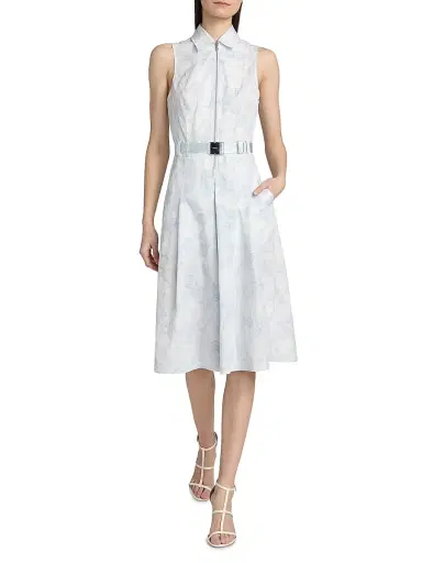 L'AGENCE Women's Kylo Belted Midi-Shirtdress -  Pale Blue Lace Print | Thumbnail 2