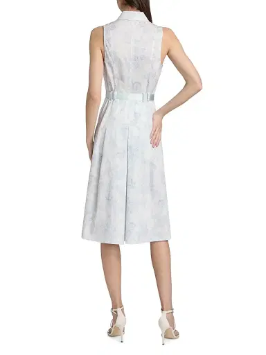 L'AGENCE Women's Kylo Belted Midi-Shirtdress -  Pale Blue Lace Print | Thumbnail 5