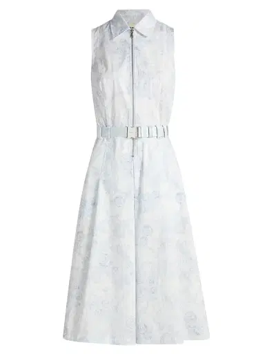 L'AGENCE Women's Kylo Belted Midi-Shirtdress -  Pale Blue Lace Print | Thumbnail 1