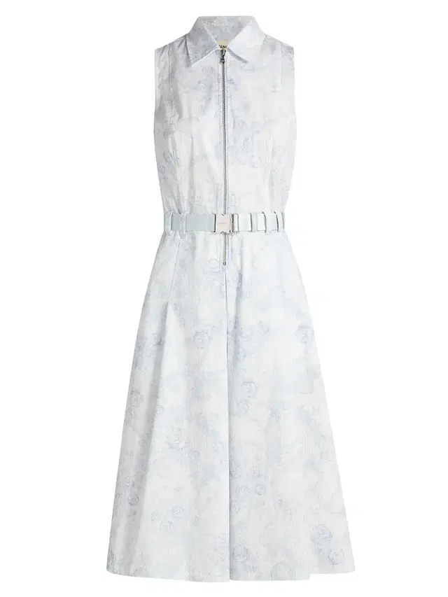 L'AGENCE Women's Kylo Belted Midi-Shirtdress -  Pale Blue Lace Print