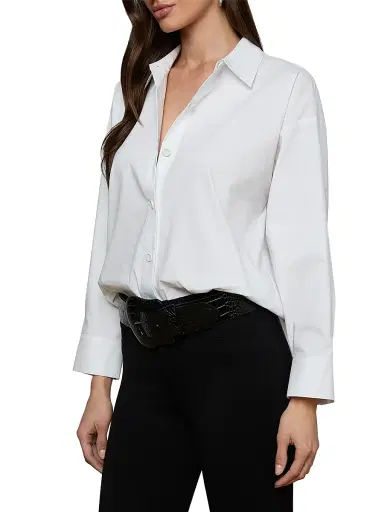 L'AGENCE Women's Rylie Relaxed Button-Front Shirt - White | Thumbnail 4 L'AGENCE Women's Rylie Relaxed Button-Front Shirt - White | Thumbnail 4