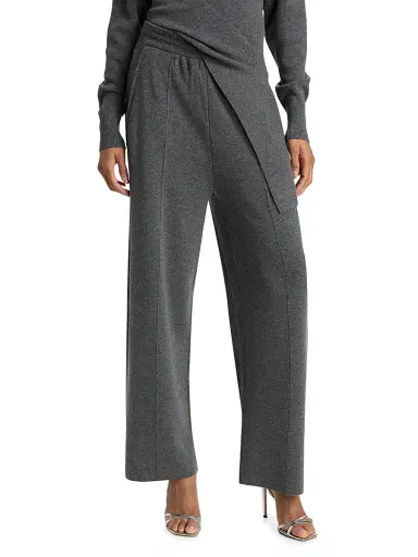 Lanvin Women's Stretch-Wool-Cashmere Relaxed Trousers - Dove | Thumbnail 3