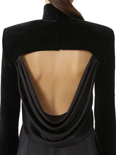 Lanvin Women's Velvet Midi Dress - Black | Thumbnail 5 Lanvin Women's Velvet Midi Dress - Black | Thumbnail 5