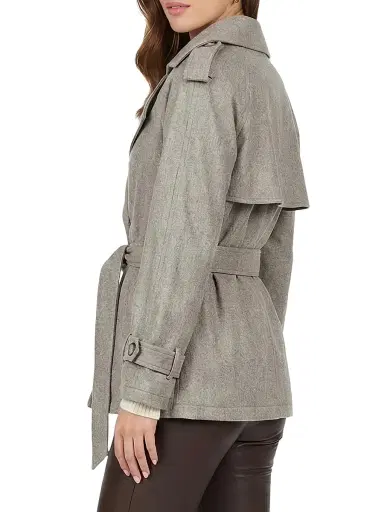 Gorski Women's Belted Trench Jacket Crafted with Vitale Barberis Wool - Tortora - Size Large | Thumbnail 4 Gorski Women's Belted Trench Jacket Crafted with Vitale Barberis Wool - Tortora - Size Large | Thumbnail 4