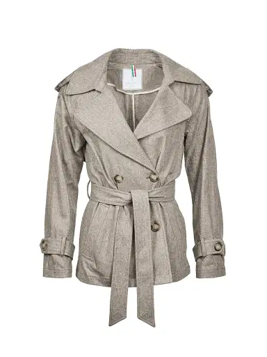 Gorski Women's Belted Trench Jacket Crafted with Vitale Barberis Wool - Tortora - Size Large | Thumbnail 1 Gorski Women's Belted Trench Jacket Crafted with Vitale Barberis Wool - Tortora - Size Large | Thumbnail 1