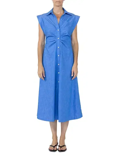 Callas Milano Women's Miami Sleeveless Shirt-Dress - Bright Indigo | Thumbnail 2 Callas Milano Women's Miami Sleeveless Shirt-Dress - Bright Indigo | Thumbnail 2