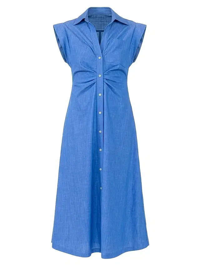 Women's Miami Sleeveless Shirt-Dress - Bright Indigo Women's Miami Sleeveless Shirt-Dress - Bright Indigo
