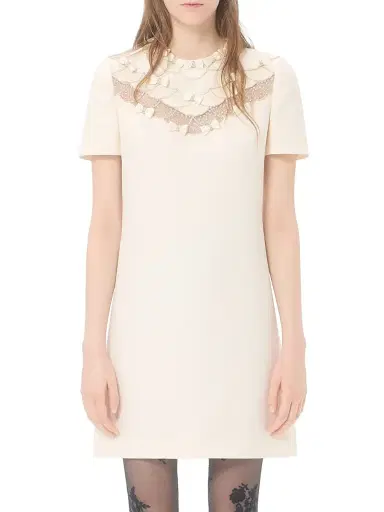 Valentino Garavani Women's Embroidered Crepe Couture Short Dress - Ivory - Size 8 | Thumbnail 3 Valentino Garavani Women's Embroidered Crepe Couture Short Dress - Ivory - Size 8 | Thumbnail 3