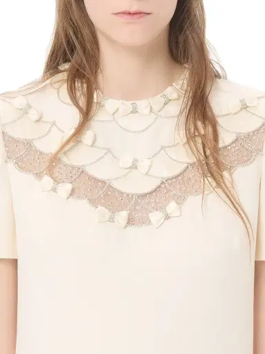 Valentino Garavani Women's Embroidered Crepe Couture Short Dress - Ivory - Size 8 | Thumbnail 6 Valentino Garavani Women's Embroidered Crepe Couture Short Dress - Ivory - Size 8 | Thumbnail 6