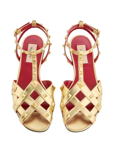 Valentino Garavani Women's Studdy Sandals in Laminated Nappa | Thumbnail 4 Valentino Garavani Women's Studdy Sandals in Laminated Nappa | Thumbnail 4