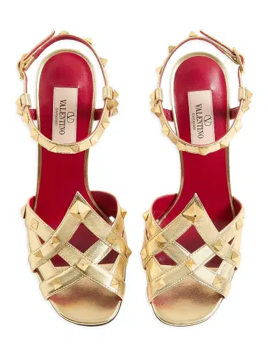 Valentino Garavani Women's Studdy 100MM Sandals in Laminated Nappa | Thumbnail 4