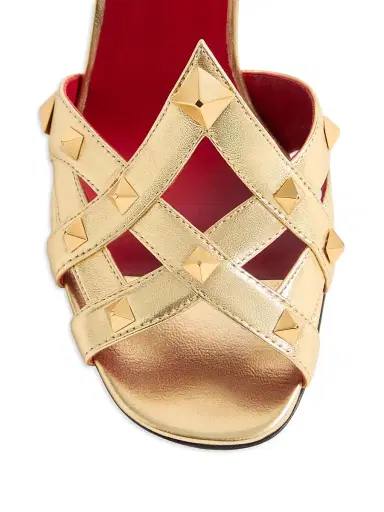 Valentino Garavani Women's Studdy 100MM Sandals in Laminated Nappa | Thumbnail 5