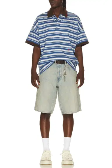 Rhude Fontaine Striped Short Sleeve Polo Shirt | Thumbnail 3
