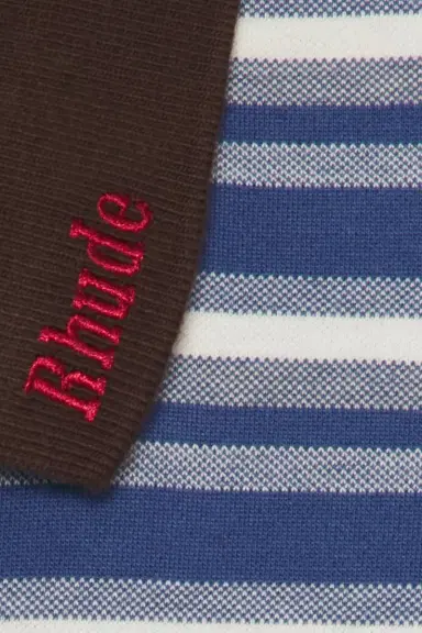 Rhude Fontaine Striped Short Sleeve Polo Shirt | Thumbnail 5