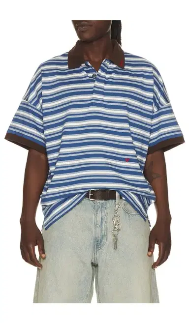 Rhude Fontaine Striped Short Sleeve Polo Shirt | Thumbnail 6