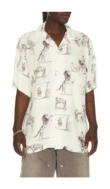 ONE OF THESE DAYS Charcoal Montage Camp Shirt | Thumbnail 5