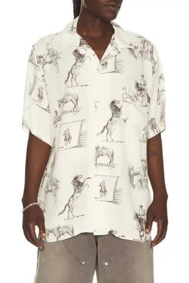 ONE OF THESE DAYS Charcoal Montage Camp Shirt | Thumbnail 1