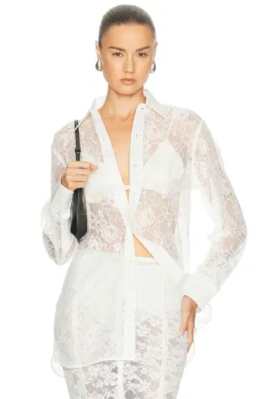 fleur du mal Juliet Lace Unisex Button Up Shirt | Thumbnail 1 fleur du mal Juliet Lace Unisex Button Up Shirt | Thumbnail 1