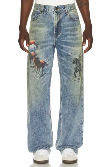 ONE OF THESE DAYS All Over Print Straight Leg Jeans | Thumbnail 1 ONE OF THESE DAYS All Over Print Straight Leg Jeans | Thumbnail 1