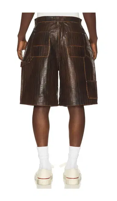 Found Distressed Croc Embossed Leather Shorts | Thumbnail 6