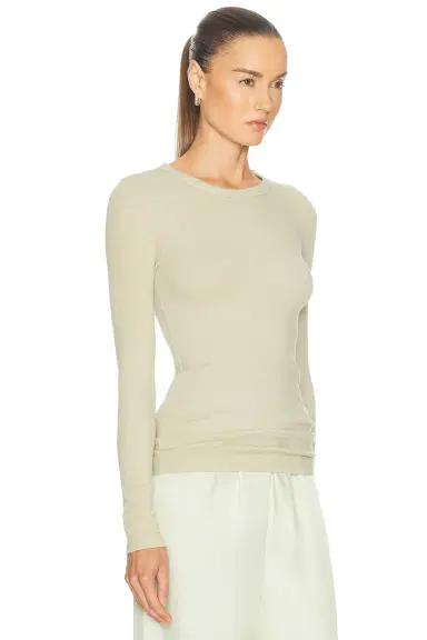Enza Costa Textured Rib Long Sleeve Crewneck Top | Thumbnail 2