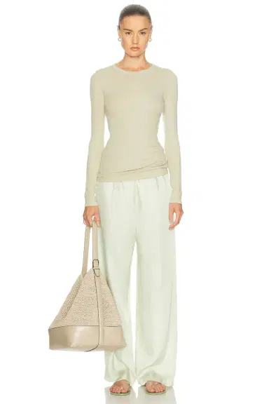 Enza Costa Textured Rib Long Sleeve Crewneck Top | Thumbnail 4