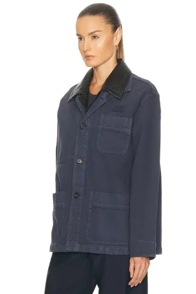 Miu Miu Gabardine Old Pelle Jacket | Thumbnail 3 Miu Miu Gabardine Old Pelle Jacket | Thumbnail 3
