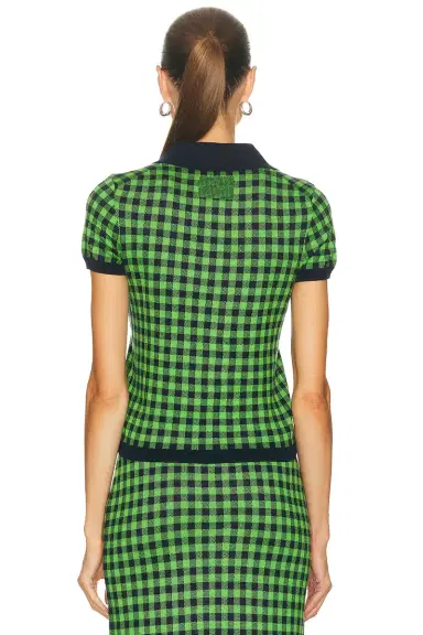 Guest In Residence Gingham Shrunken Polo Top | Thumbnail 3