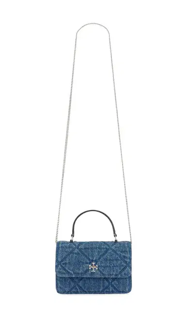 Tory Burch Kira Diamond Quilt Denim Mini Top Handle Chain Wallet | Thumbnail 1