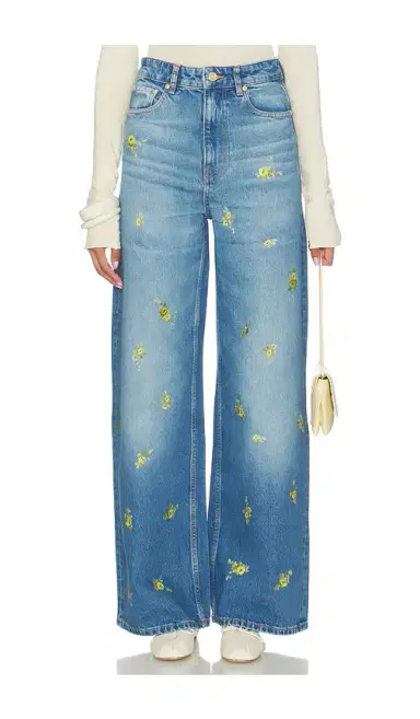Ganni Printed Flower Denim Lari Jeans | Thumbnail 1 Ganni Printed Flower Denim Lari Jeans | Thumbnail 1