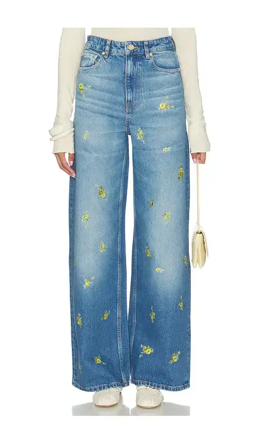 Printed Flower Denim Lari Jeans