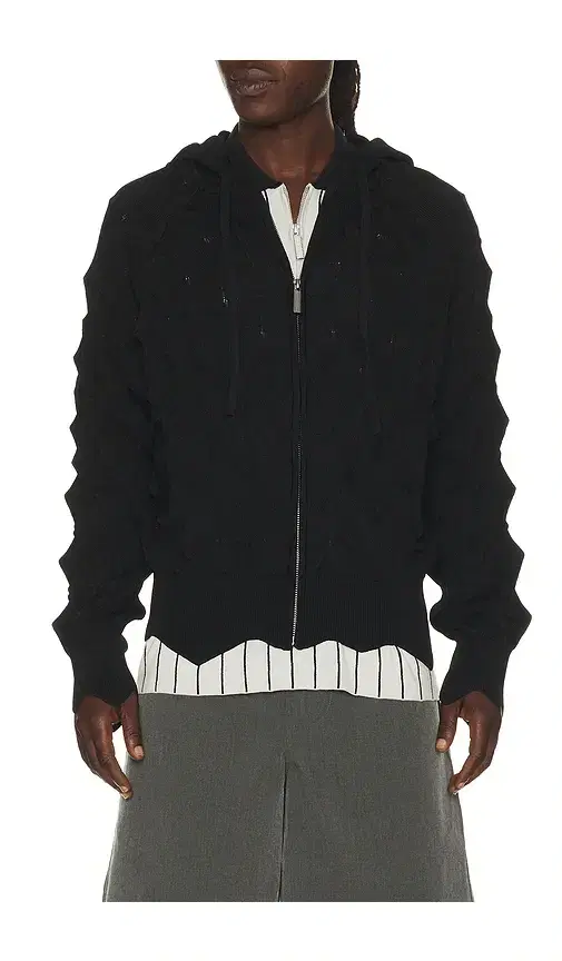 MADFRENZY Spiked Slim Zip Up Hoodie