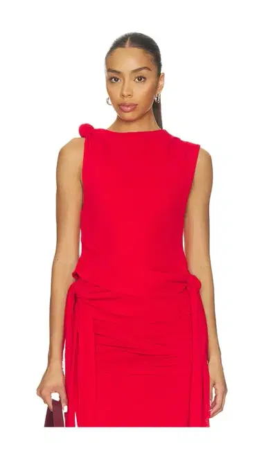 Ganni Marl Mesh Tie Knot Tank Top | Thumbnail 1 Ganni Marl Mesh Tie Knot Tank Top | Thumbnail 1