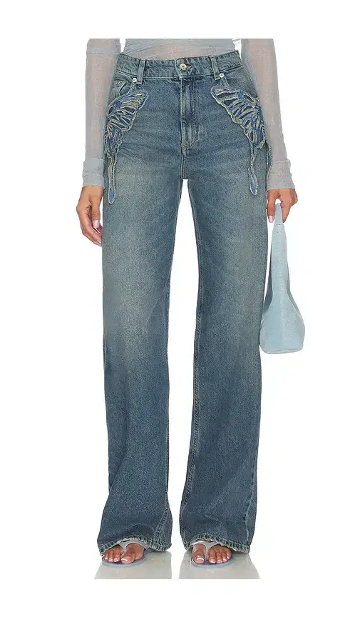 Blumarine Scallop Boyfriend Jean