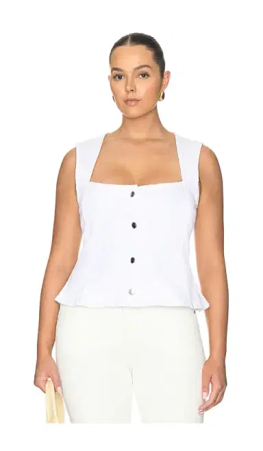 GOOD AMERICAN Button Front Peplum Top | Thumbnail 2 GOOD AMERICAN Button Front Peplum Top | Thumbnail 2