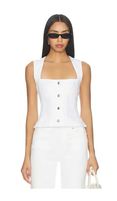 GOOD AMERICAN Button Front Peplum Top | Thumbnail 1 GOOD AMERICAN Button Front Peplum Top | Thumbnail 1