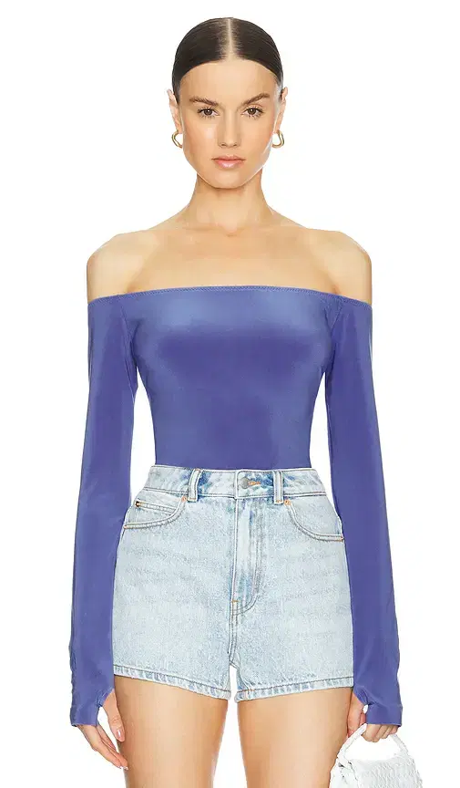 Norma Kamali Long Sleeve Off Shoulder Top