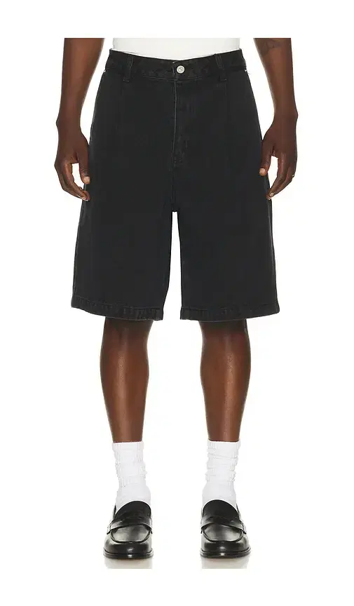 Pleated Bermuda Denim Shorts