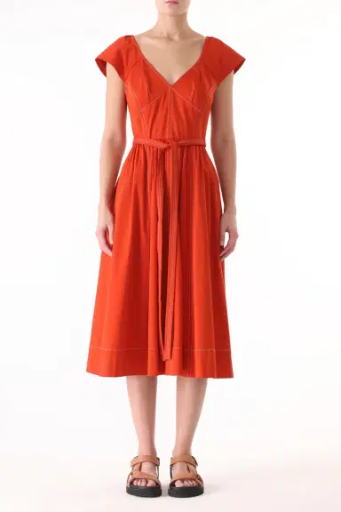 Jason Wu Collection CAP SLEEVE V-NECK STRETCH COTTON DRESS | Thumbnail 3 Jason Wu Collection CAP SLEEVE V-NECK STRETCH COTTON DRESS | Thumbnail 3