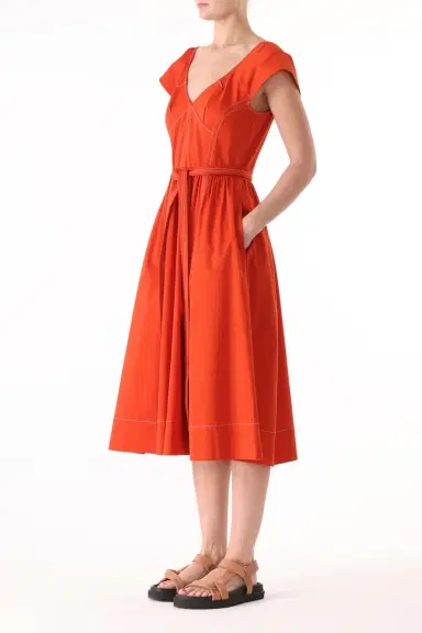 Jason Wu Collection CAP SLEEVE V-NECK STRETCH COTTON DRESS | Thumbnail 5 Jason Wu Collection CAP SLEEVE V-NECK STRETCH COTTON DRESS | Thumbnail 5
